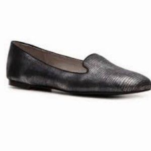 Silver Metallic Loafers Tahari Reptile Clementine Flats 8 Pewter